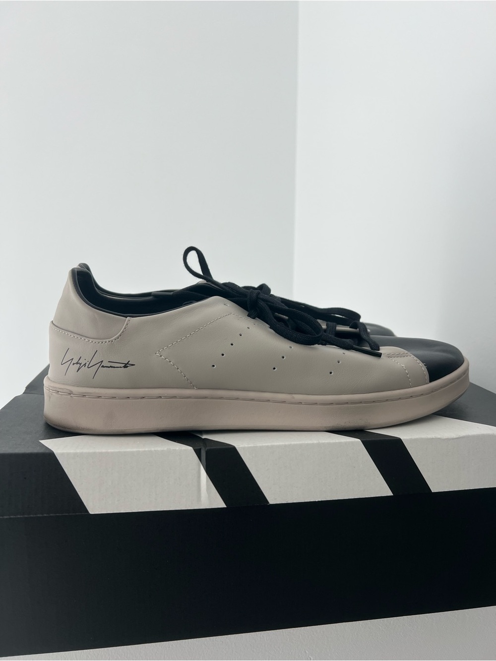 Adidas x Yohji Yamamoto Superstar Two-Tone Leather Sneaker in Beige and Black